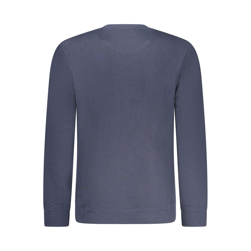 Lee Blue Cotton Men Sweater back view with long sleeves and crew neck design highlighting sleek style and premium cotton material.