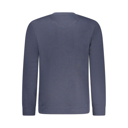 Lee Blue Cotton Men Sweater back view with long sleeves and crew neck design highlighting sleek style and premium cotton material.