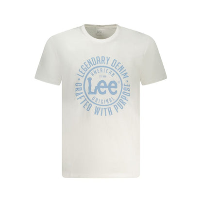 Lee White Cotton Men T-Shirt with logo, short sleeves, crew neck, regular fit, 100% cotton focus on comfort and style