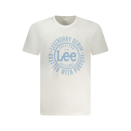 Lee White Cotton Men T-Shirt with logo, short sleeves, crew neck, regular fit, 100% cotton focus on comfort and style