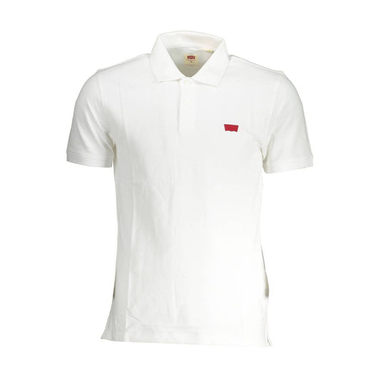 Levi's White Cotton Men Polo with short sleeves, tailored fit, and iconic logo on chest, 2-button placket, timeless fashion piece.