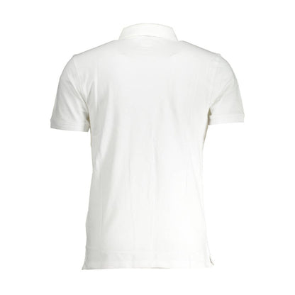 Back view of Levi's White Cotton Men Polo showcasing slim fit and classic style.