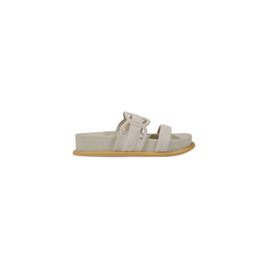 Liu Jo Gray Leather Flat Sandals