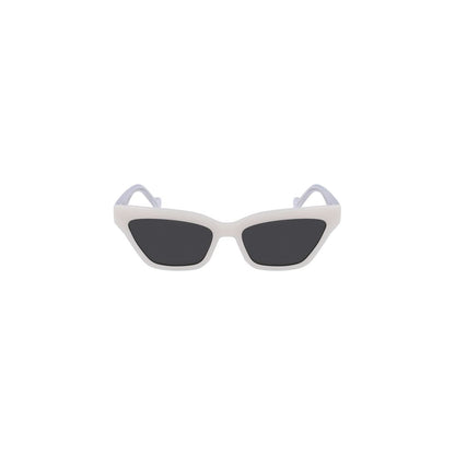 Liu Jo White Injected Women Sunglass with white frame and rectangular gray lens, epitomizing modern chic style.