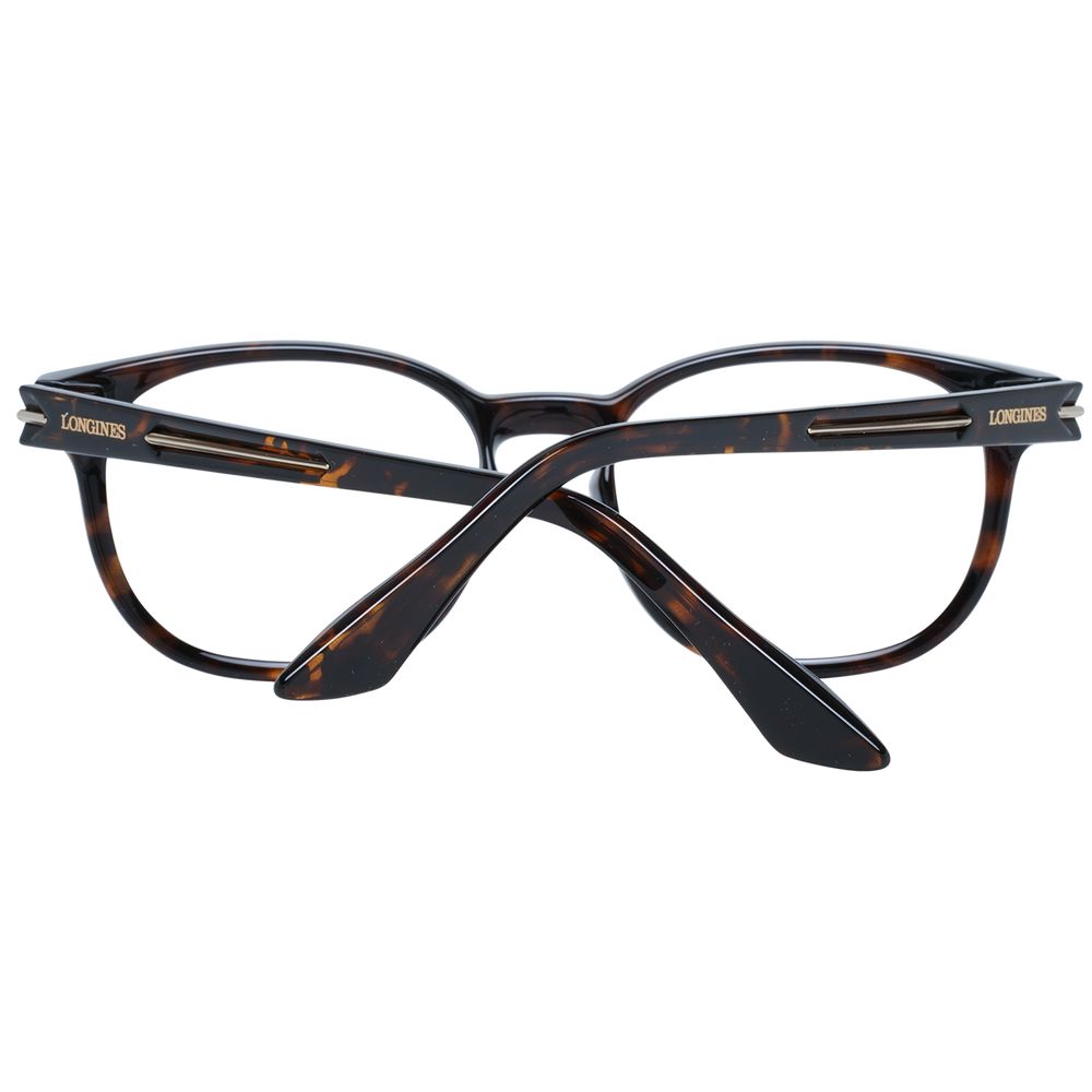 Longines Brown Unisex Glasses Frame with full-rim style and plastic material, featuring brown color and round design for fashion and comfort.