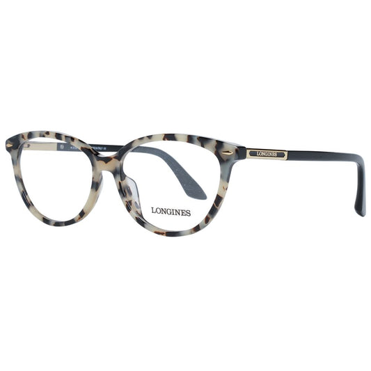 Alt Tag: Longines Multicolor Women Glasses Frame in plastic cat eye full-rim design, size 54-14-140, with demo lenses and branded case.