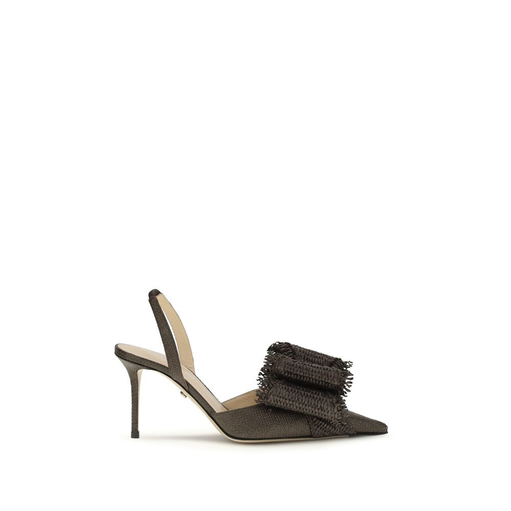 MACH & MACH Brown Raffia Platform Pumps