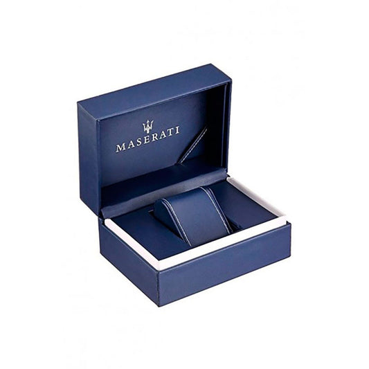 Official MASERATI wristwatch box for MASERATI Mod. POTENZA with elegant blue design. Ideal for gift and storage.
