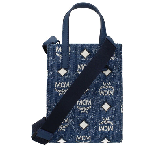 MCM Blue Fabric Handbag 1728,75667636384,Bags,Blue,Handbags - Bags,MCM,Men,New with tags