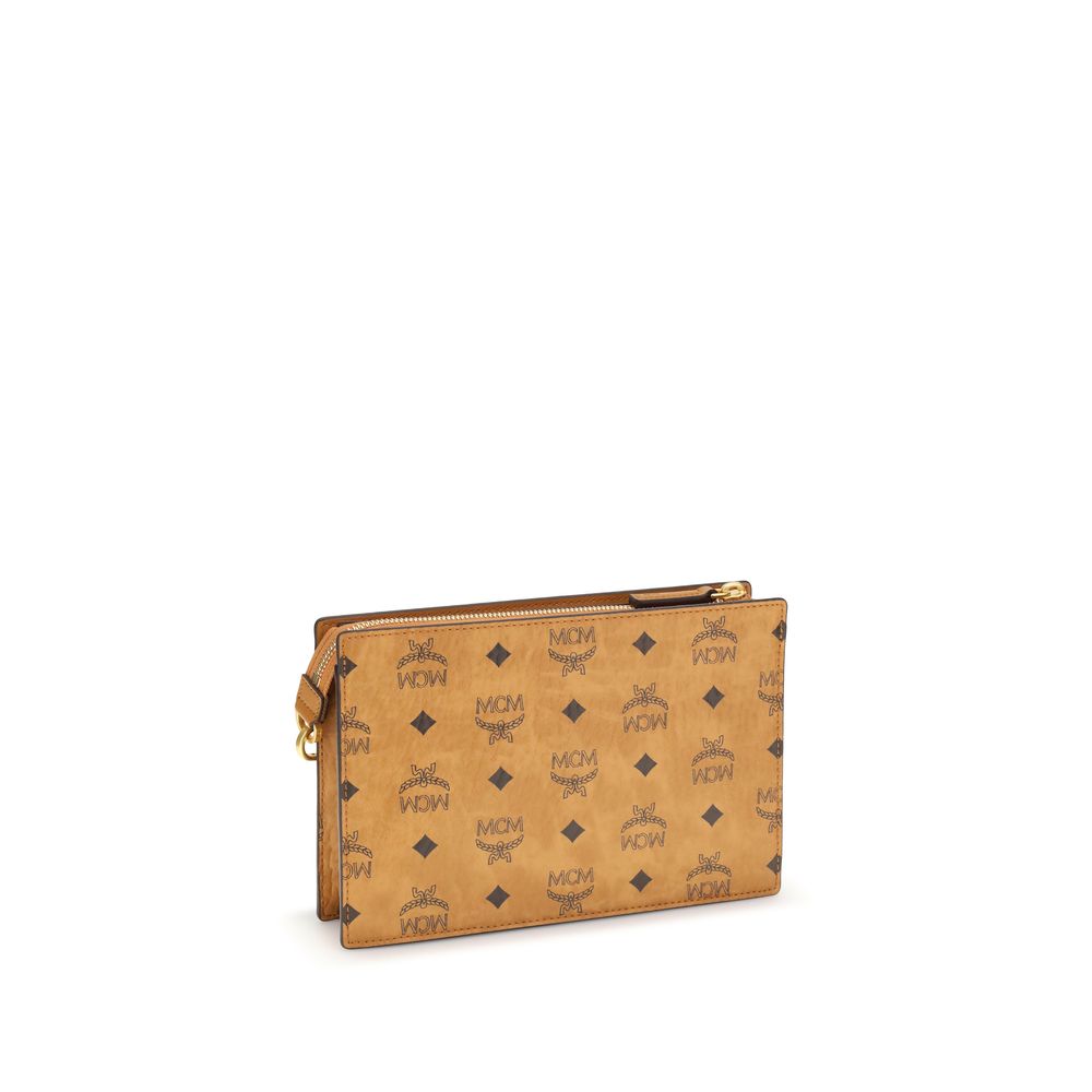 MCM Brown Canvas Shoulder Bag with iconic Visetos print and adjustable strap for AW25