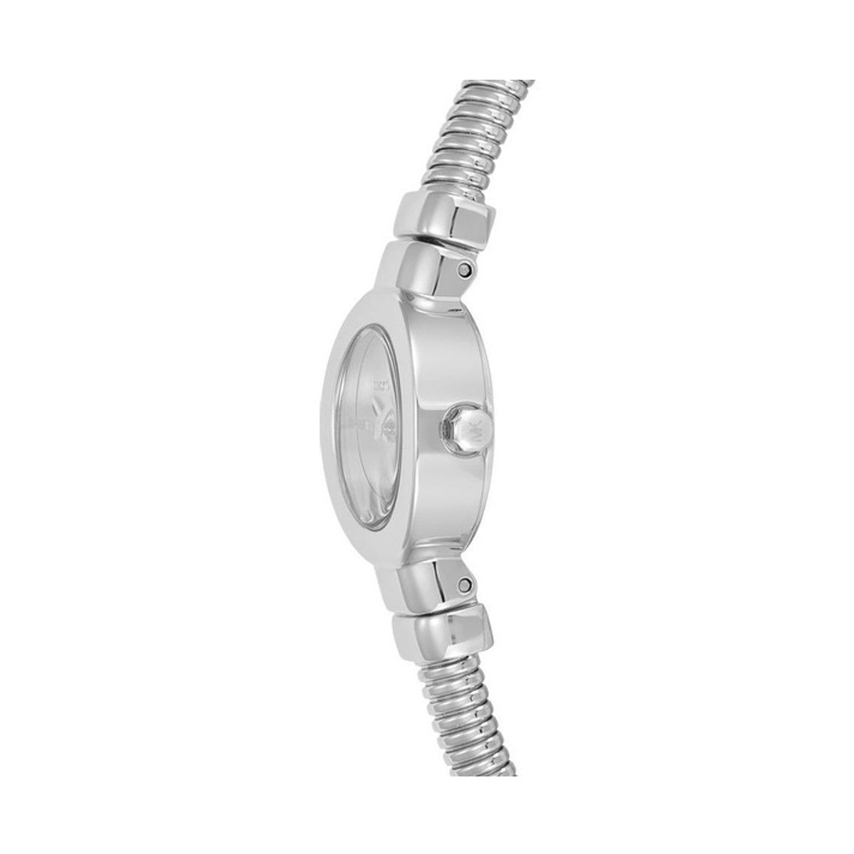 Side view of MICHAEL KORS Mod. GRAMERCY ladies wristwatch with 22 mm case and elegant silver details.