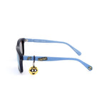 MINIONS MOD. MIN21015 acetate sunglasses side view with banana charm on blue frame
