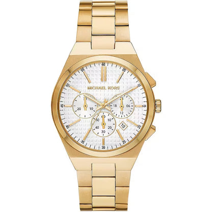 Gold Michael Kors Mod. LENNOX wristwatch with 41mm case, quartz movement, and chronograph function.
