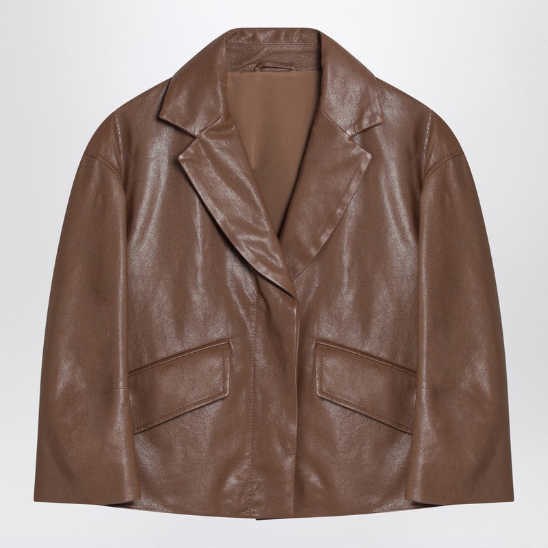 Brunello Cucinelli Brown cropped leather jacket