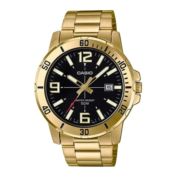 CASIO SPORT COLLECTION Mod. DIVER 50M GOLD - BLACK wristwatch with SS IP gold case and strap, quartz movement, water-resistant 5 ATM.
