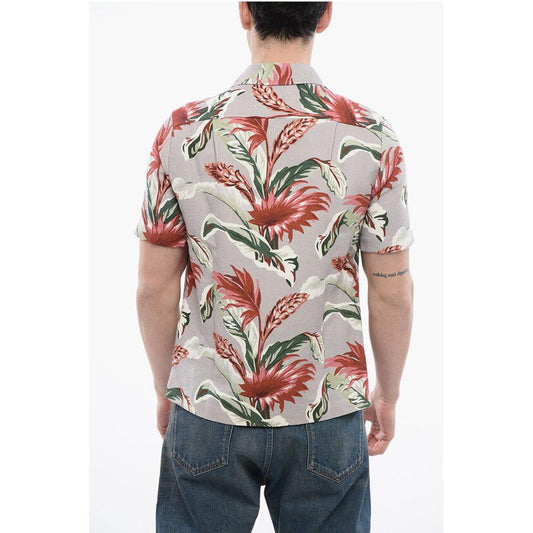 Maison Margiela Maison Margiela Linen Blend Short Sleeved Shirt With Floral Print MA-P628882-IT46 | S 1728,74866327712,Clothing,Gray,IT46 | S,Maison Margiela,Men,Men - Clothing,New with tags,Shirts - Men - Clothing