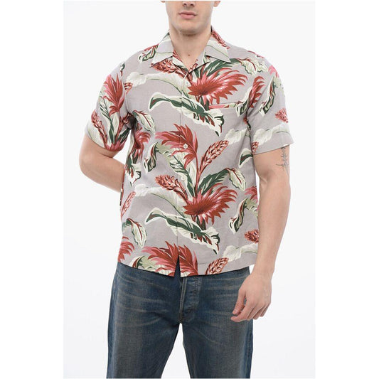 Maison Margiela Maison Margiela Linen Blend Short Sleeved Shirt With Floral Print MA-P628882-IT46 | S 1728,74866327712,Clothing,Gray,IT46 | S,Maison Margiela,Men,Men - Clothing,New with tags,Shirts - Men - Clothing