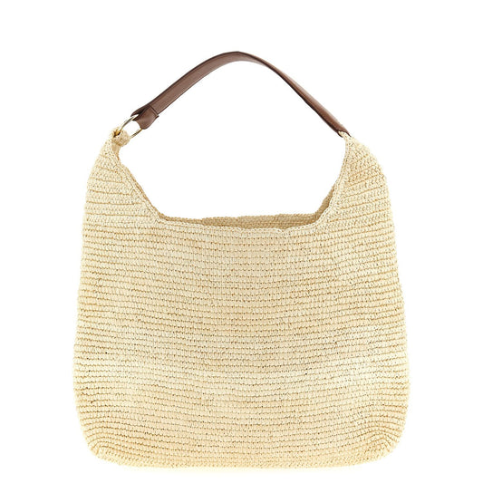 Maison Michel Brown Raffia Shoulder Bag
