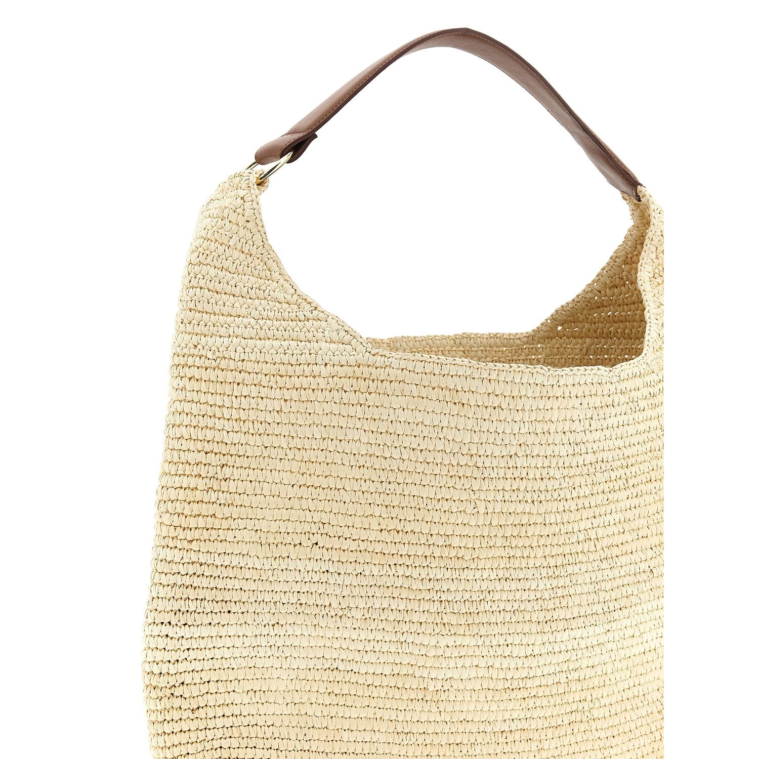 Maison Michel Brown Raffia Shoulder Bag