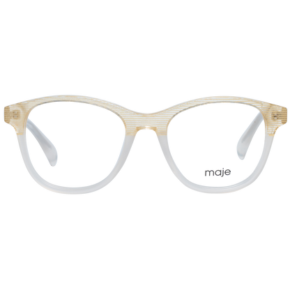 Maje Beige Acetate Glasses (Frames) for women with full-rim trapezium design in multicolor, demo plastic lenses included.