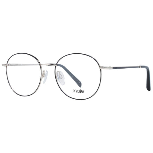Maje Gold Women Glasses Frame in stainless steel with round full-rim design, demo plastic lenses, and branded case included.