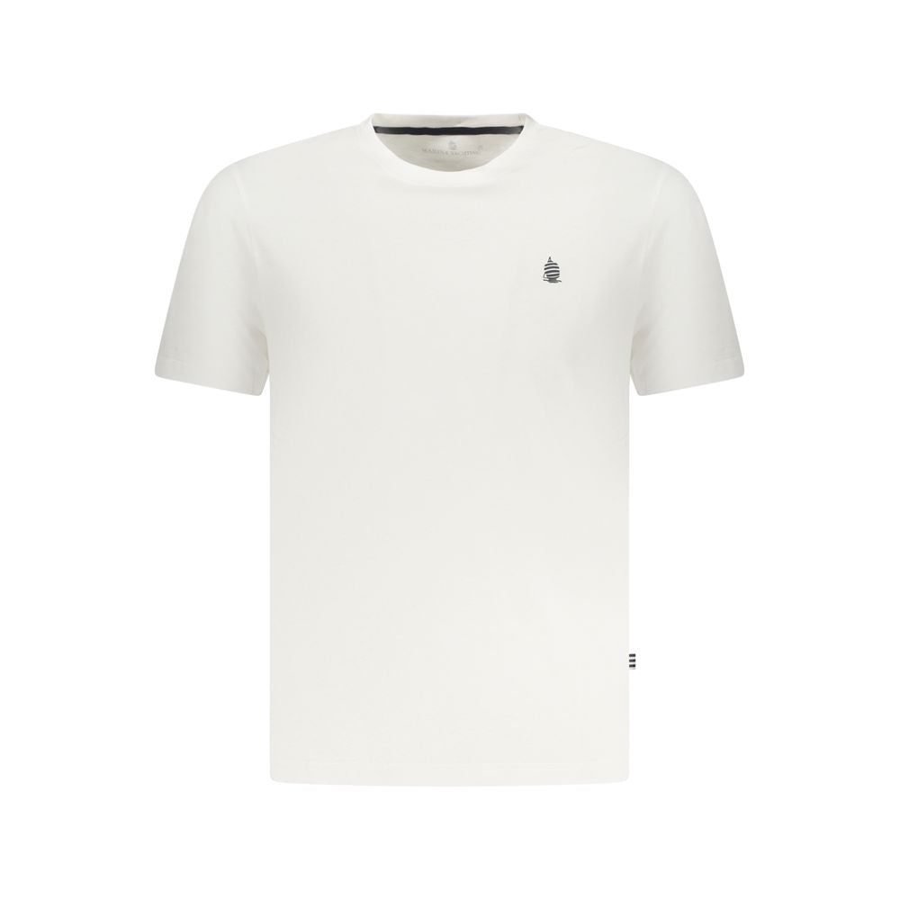 Marina Yachting White Cotton Men T-Shirt with logo print, crew neck, short sleeves, stylish casual wear.