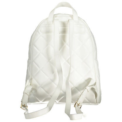 Mario Valentino White Polyethylene Backpack with adjustable straps, 1 handle, and quilted design for style and functionality.