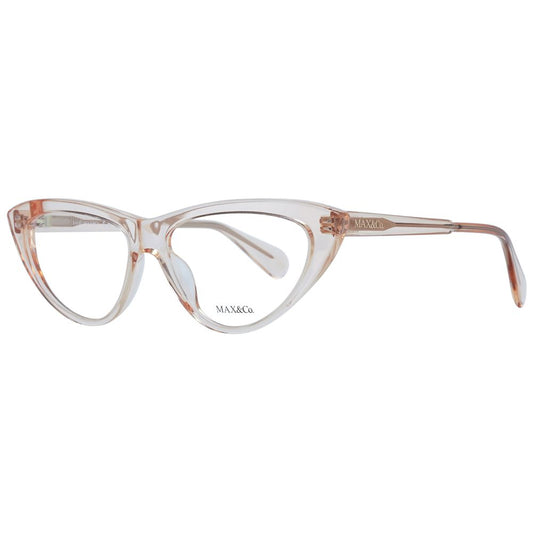 Max & Co Pink Women Glasses Frame, full-rim rose cat eye style with demo lenses, plastic frame, 54-0-0 size, including branded case.
