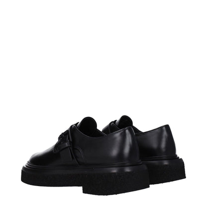 Max Mara Black Leather Oxfords And Derbies with buckle closure, casual style, rubber sole, and round toe.