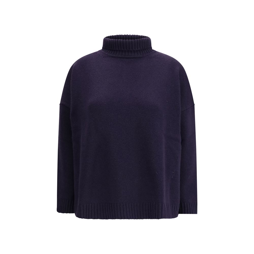 Max Mara Blue Fleece Wool Turtleneck