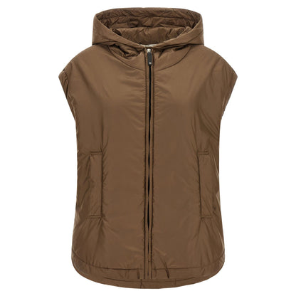 Max Mara Brown Polyester Sleeveless Jacket