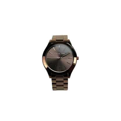 Michael Kors Slim Runway Brown Stainless Steel Watch MK3418 NO BOX with 42mm case and minimalist design.