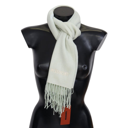 Missoni Light Green Pattern Cashmere Unisex Wrap Fringes Scarf 1728,67345645728,Accessories,Green,Men,Missoni,New with tags,Scarves - Accessories,Scarves - Scarves - Accessories