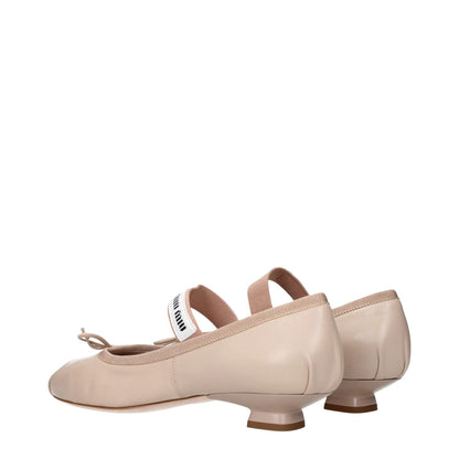 Miu Miu Pink Leather Ballet Flats