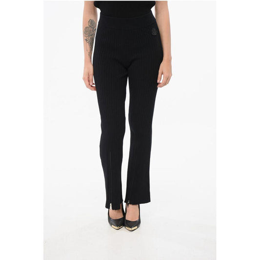 Moncler Moncler Ribbed Bootcut Leggings with Zipped Ankles MO-P628923-L 1728,74866327712,Black,Clothing,L,Moncler,New with tags,Women,Women - Clothing
