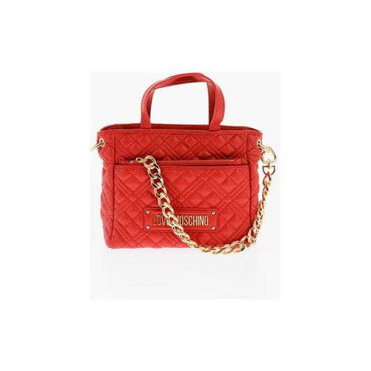 Moschino Moschino LOVE Faux Leather Quilted Mini Bag with Matching Pochette MOP468556GD 1728,74866327712,Bags,Moschino,New with tags,Red,Tote Bags - Women - Bags,Women,Women - Bags