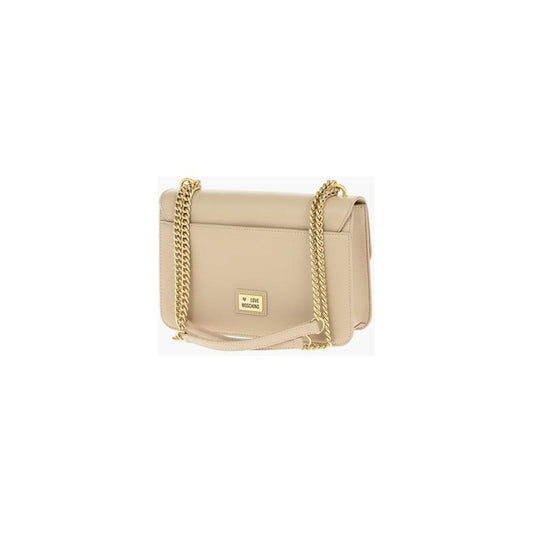 Moschino Moschino LOVE Faux Leather Shoulder Bag with Maxi Clam Heart Clamp MOP454247GD 1728,74866327712,Bags,Beige,Moschino,New with tags,Shoulder Bags - Women - Bags,Women,Women - Bags