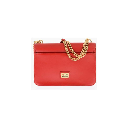 Moschino Moschino LOVE faux leather bag with chain shoulder strap and golden c MOP447140GD 1728,74866327712,Bags,Moschino,New with tags,Red,Shoulder Bags - Women - Bags,Women,Women - Bags