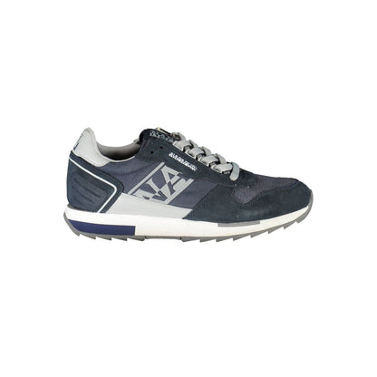 Napapijri Blue Leather Mens Sneaker featuring bold blue design and contrasting details.
