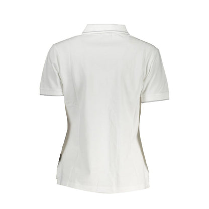 Napapijri White Cotton Women Polo Shirt back view with sleek design and contrasting details highlighting style and elegance.