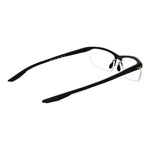Nike Black Men Glasses Frame in half-rim stainless steel design with demo lenses, size 58-15-145, black color.