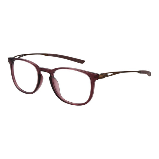 Nike Brown Unisex Glasses Frame with titanium full-rim, round shape, demo lenses, size 49-20-145, in a rose brown color.