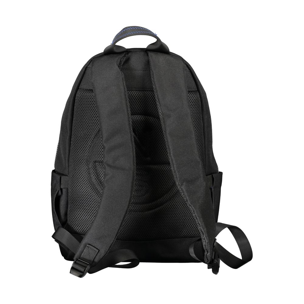 Back view of North Sails Black Polyester Men Backpack showcasing durable straps and ergonomic design for urban mobility.