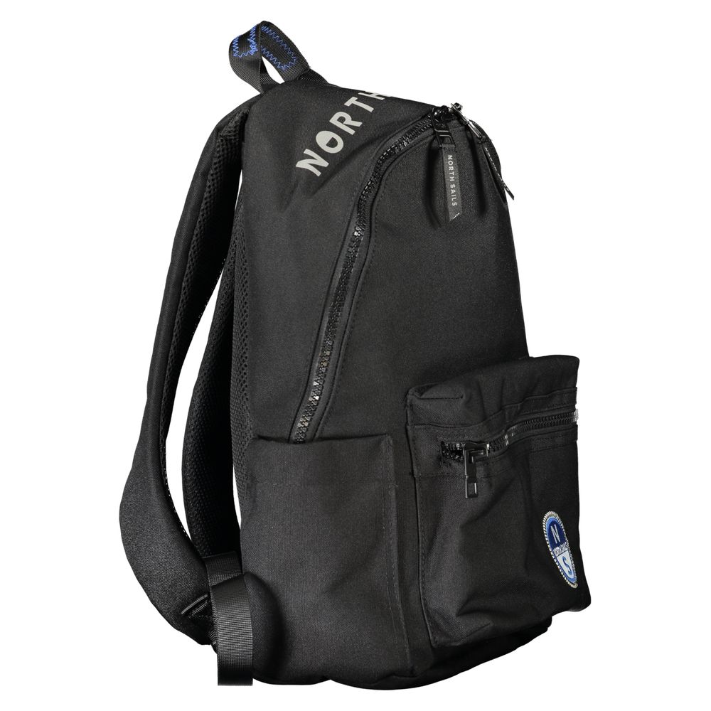 North Sails Black Polyester Men Backpack with zip closure, internal laptop compartment, and contrasting details for urban style.