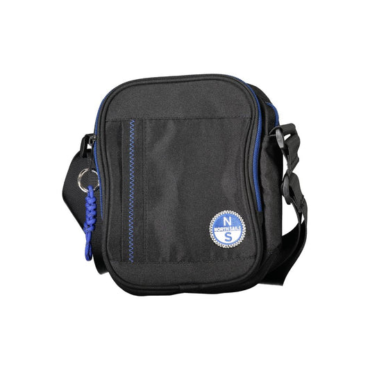 North Sails Black Polyester Men Shoulder Bag with adjustable strap and logo, featuring multiple compartments for organized storage.