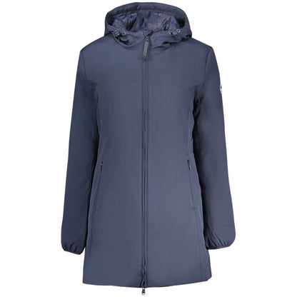 North Sails Blu Polyester Women's Jacket, water-resistant, sustainable, with logo applique and multiple pockets, front view