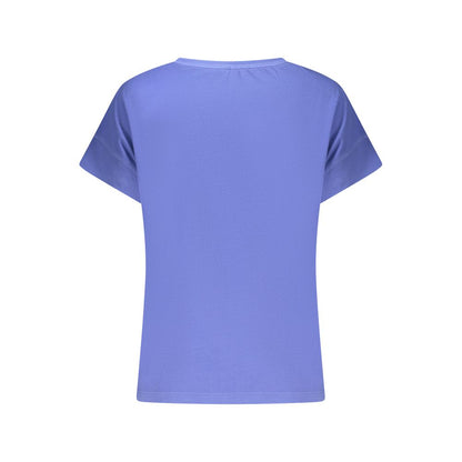 Back view of North Sails Blue Cotton Women T-Shirt with short sleeves.