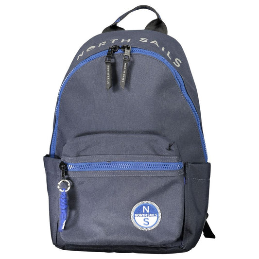 North Sails Blue Polyester Men Backpack with adjustable straps, external pocket, side pockets, and laptop compartment.