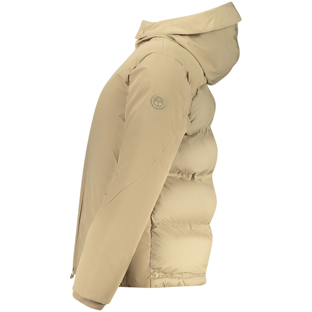 North Sails Brown Polyester Jackets & Coat with hood and long sleeves, featuring logo and contrasting details, side view
