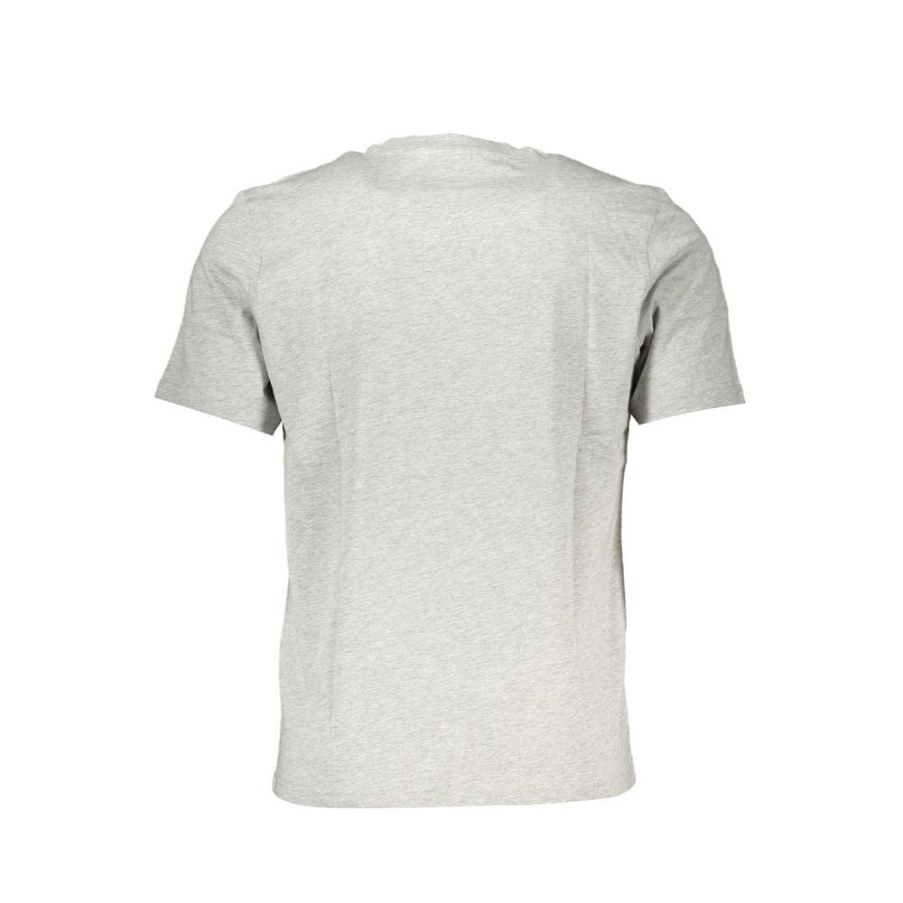 Back view of North Sails Gray Cotton T-Shirt, short-sleeved with crew neck and logo print.